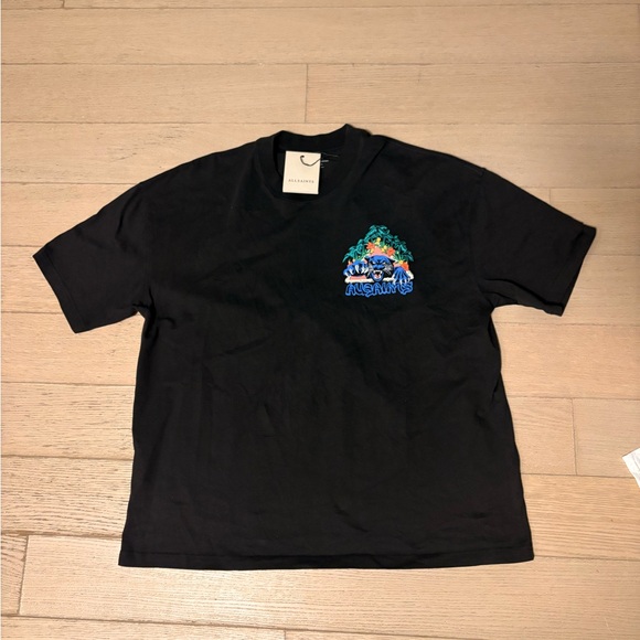 AllSaints Blue Pounce Short Sleeve Crew Cotton T-Shirt - Picture 4 of 8